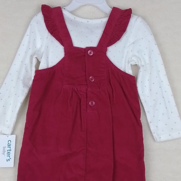 Carter's Baby 2-Piece Corduroy Overall Set Girl's Size‎ 24mo in Pink, White - Picture 5 of 14